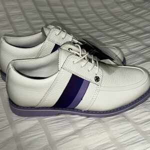 G/Fore  womens gallivanter golf shoes 7.5 Pebbled Leather Purple Stripes.  NWT